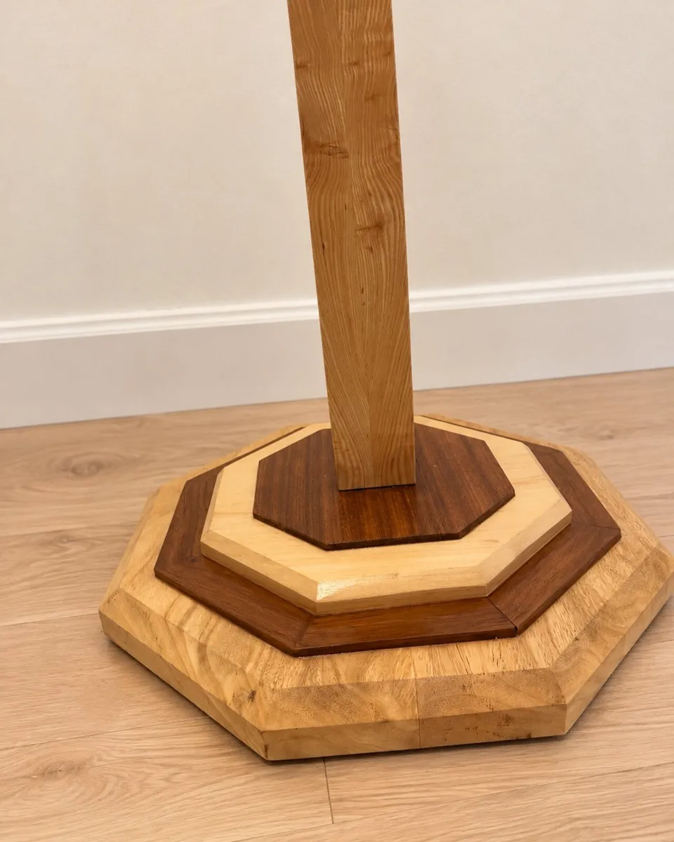 Restored Hardwood floor lamp with hand-painted sha - Image 2