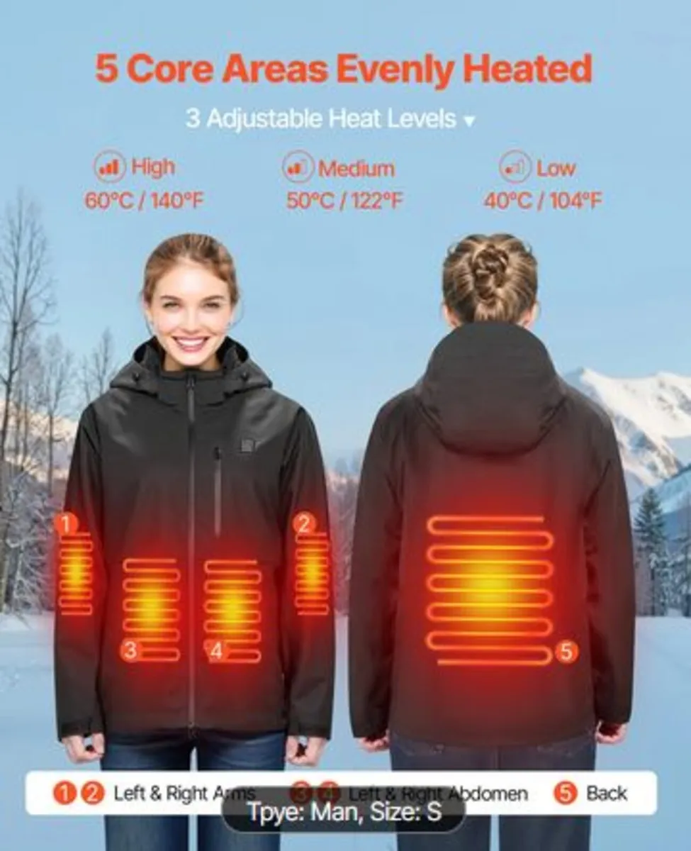 Heated Jacket for Men with 7.4V Battery,Soft Shel - Image 2