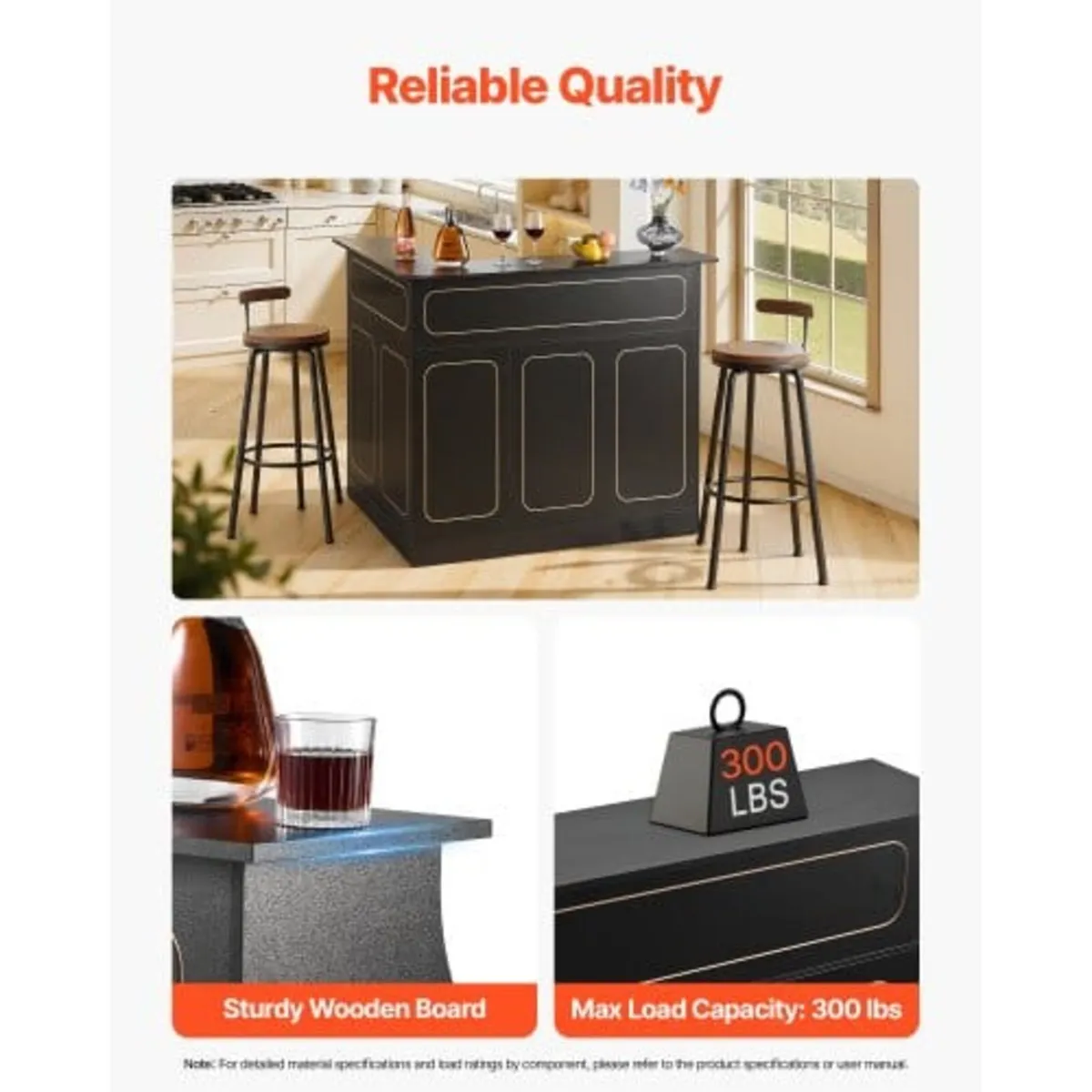 Home Bar Unit, L-Shaped Wine Bar Cabinet Table 4-T - Image 3