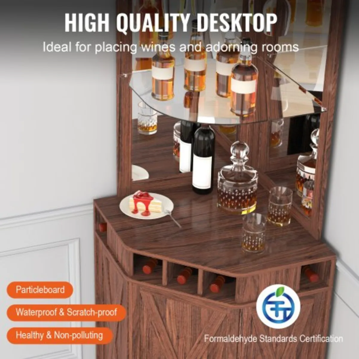 Corner Industrial Bar Cabinet, Wine Table for Liqu - Image 3