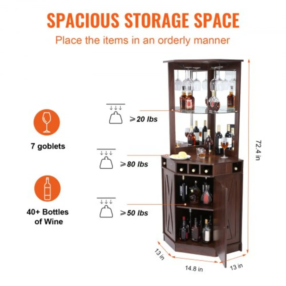 Corner Industrial Bar Cabinet, Wine Table for Liqu - Image 4