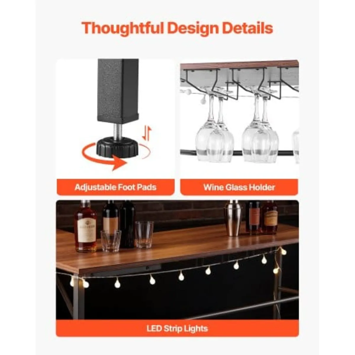 Home Bar Unit, L-Shaped Wine Bar Cabinet Table 3-T - Image 4