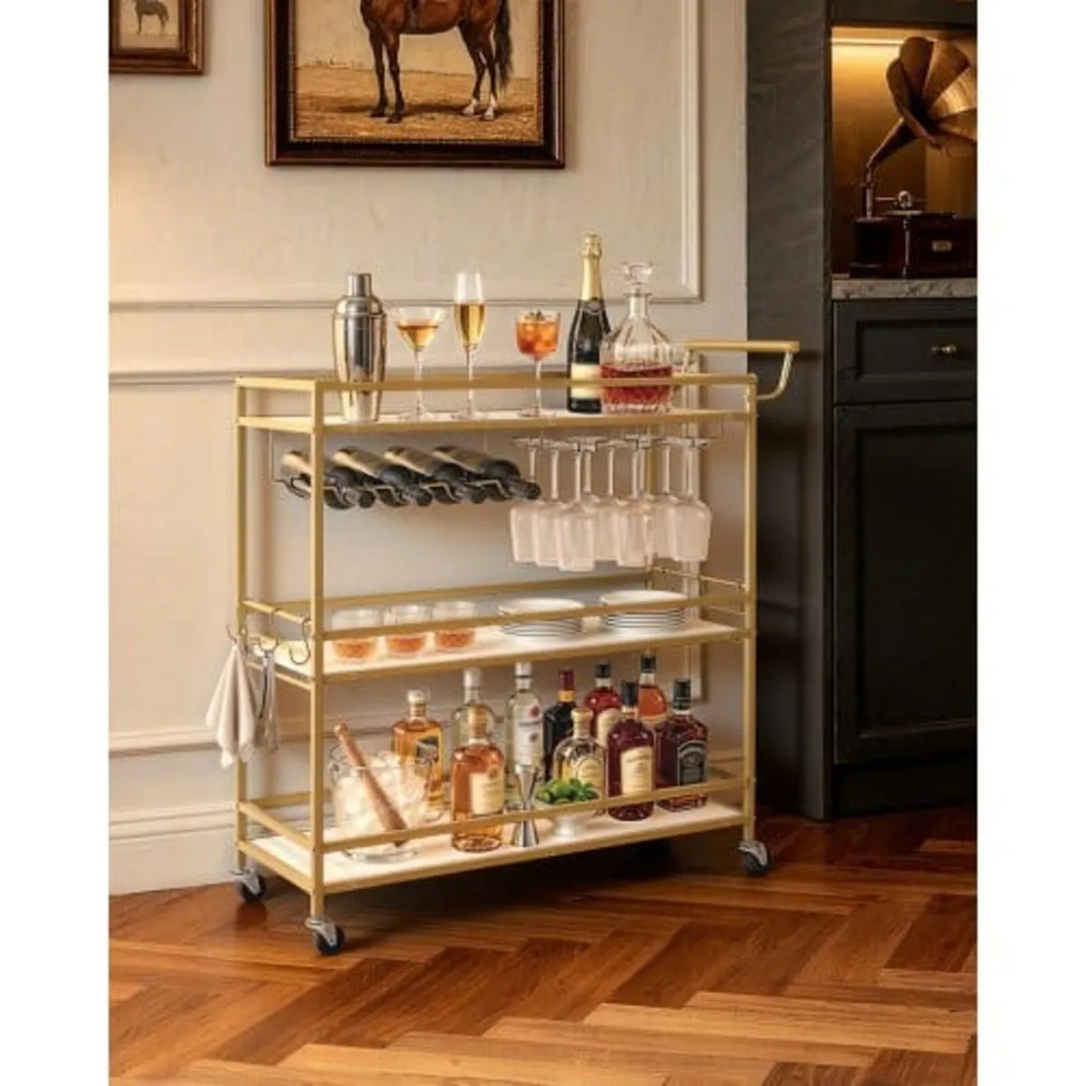 Bar Cart, 3 Tiers Home Kitchen Serving Carts, Mode - Image 3