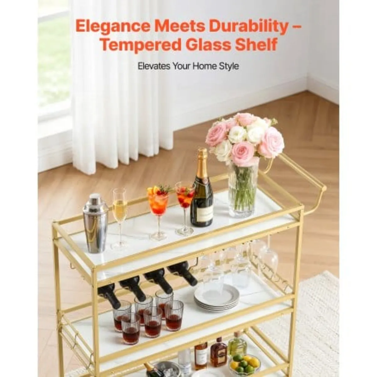 Bar Cart, 3 Tiers Home Kitchen Serving Carts, Mode - Image 4