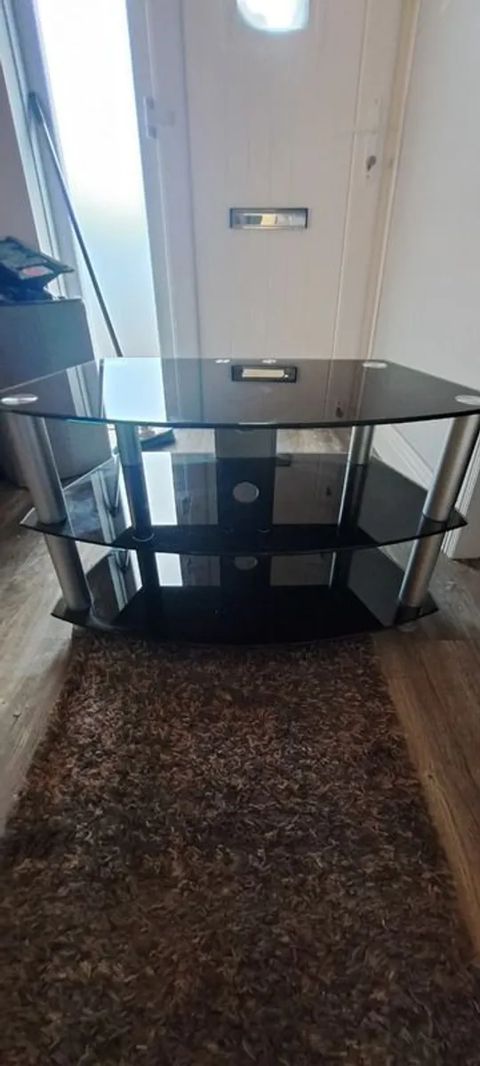Tv stand  black gloss & chrome - Image 1