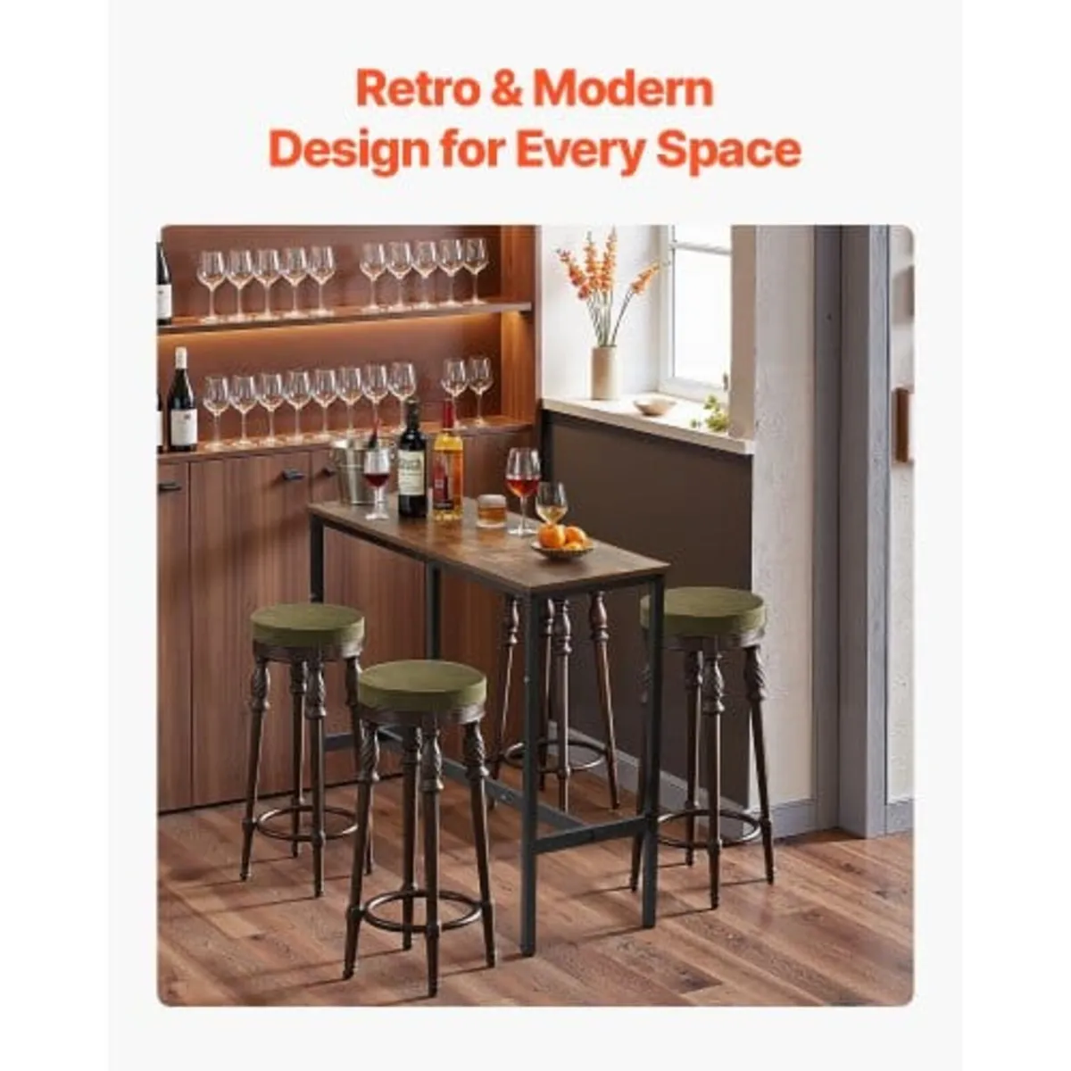 Bar Table, Sturdy Metal Frame High Top Pub Table, - Image 4