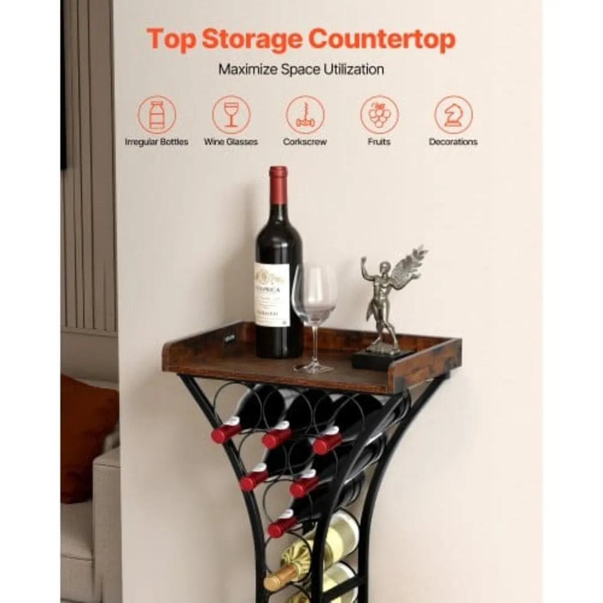 15 Bottle Wine Rack,Iron Freestanding Floor Wine H - Image 4