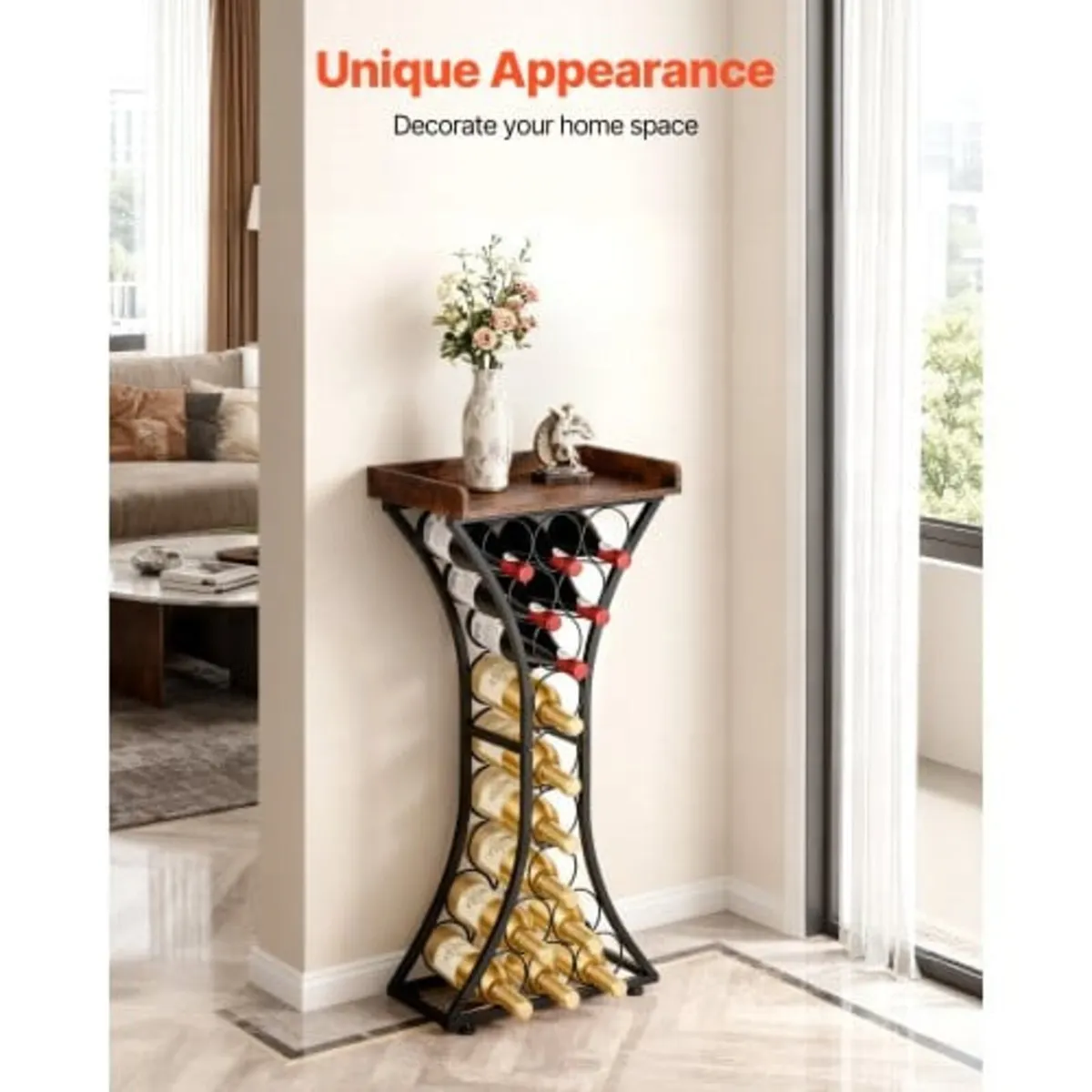 15 Bottle Wine Rack,Iron Freestanding Floor Wine H - Image 3