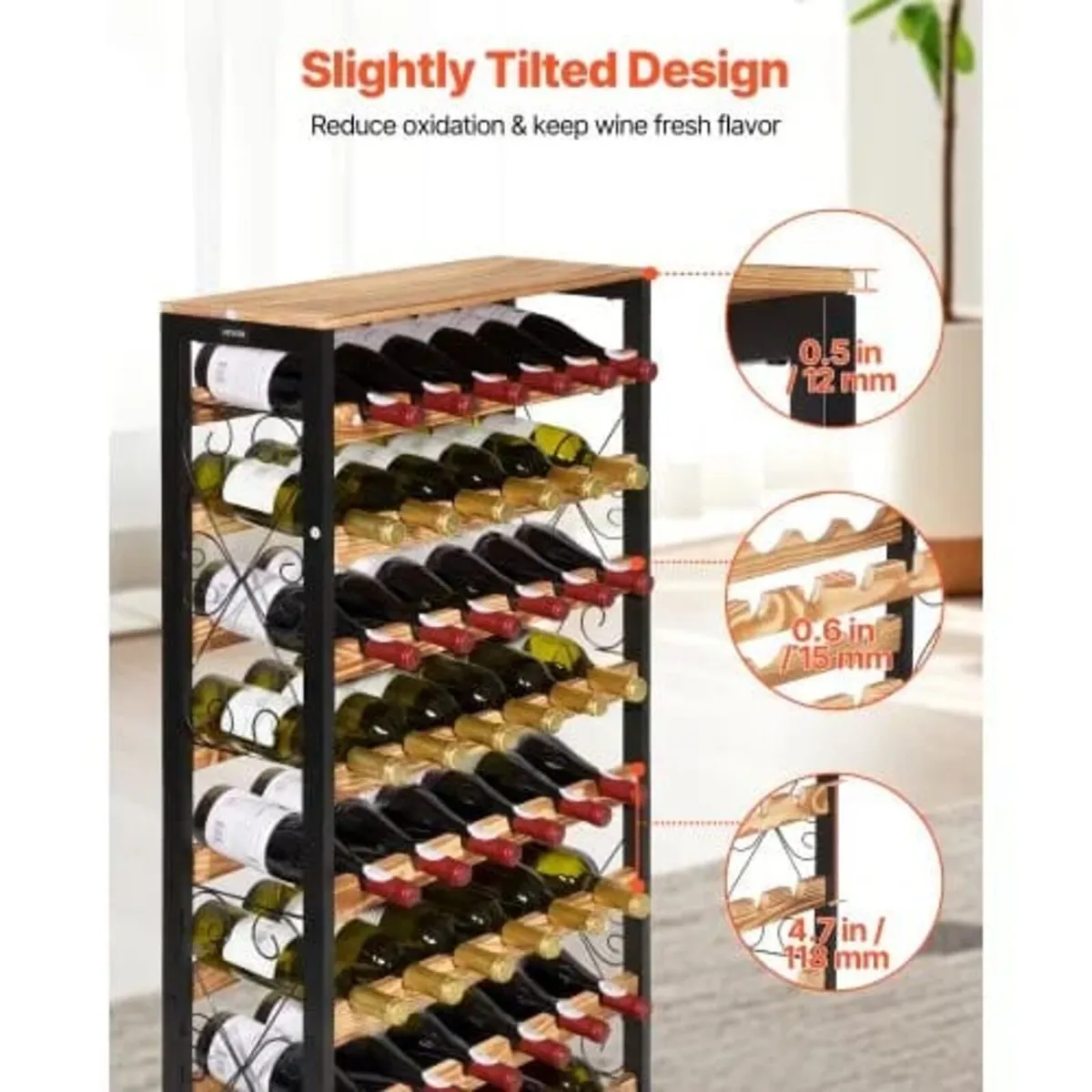 48 Bottle Wine Rack,8-Tier Iron Wine Bottle Holder - Image 3