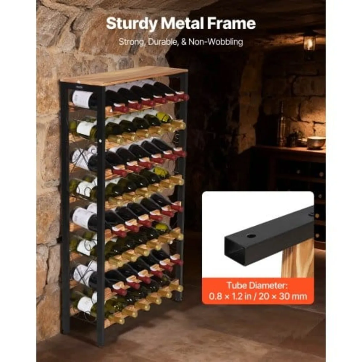 48 Bottle Wine Rack,8-Tier Iron Wine Bottle Holder - Image 2