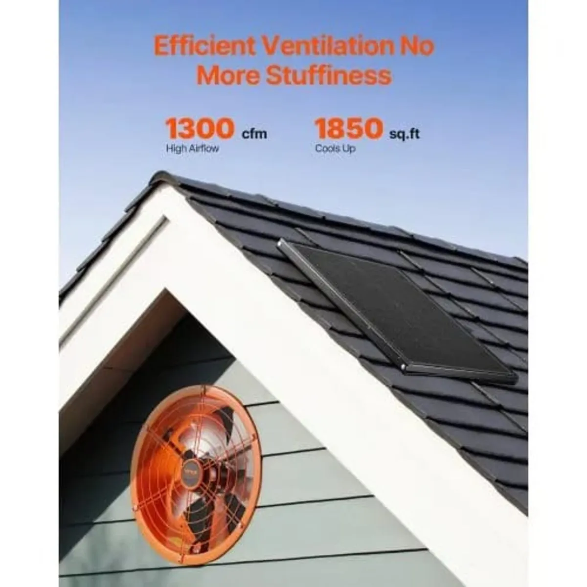 Gable Mount Fan, 14 Inch Solar Power Attic Exhaust - Image 4