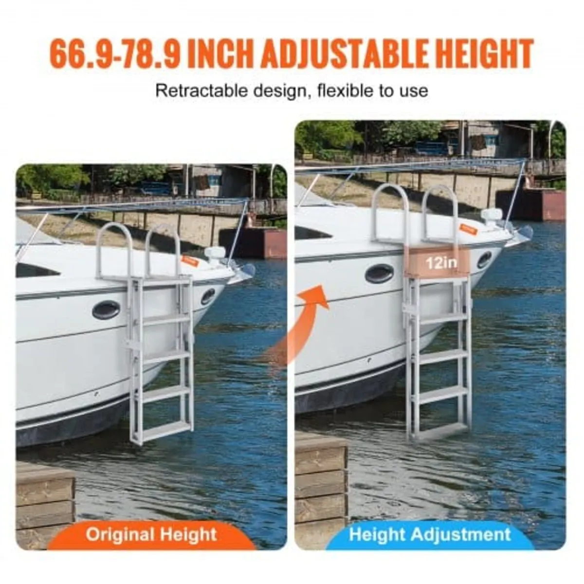 Dock Ladder, Retractable 5 Steps, 350 lbs Load Cap - Image 3