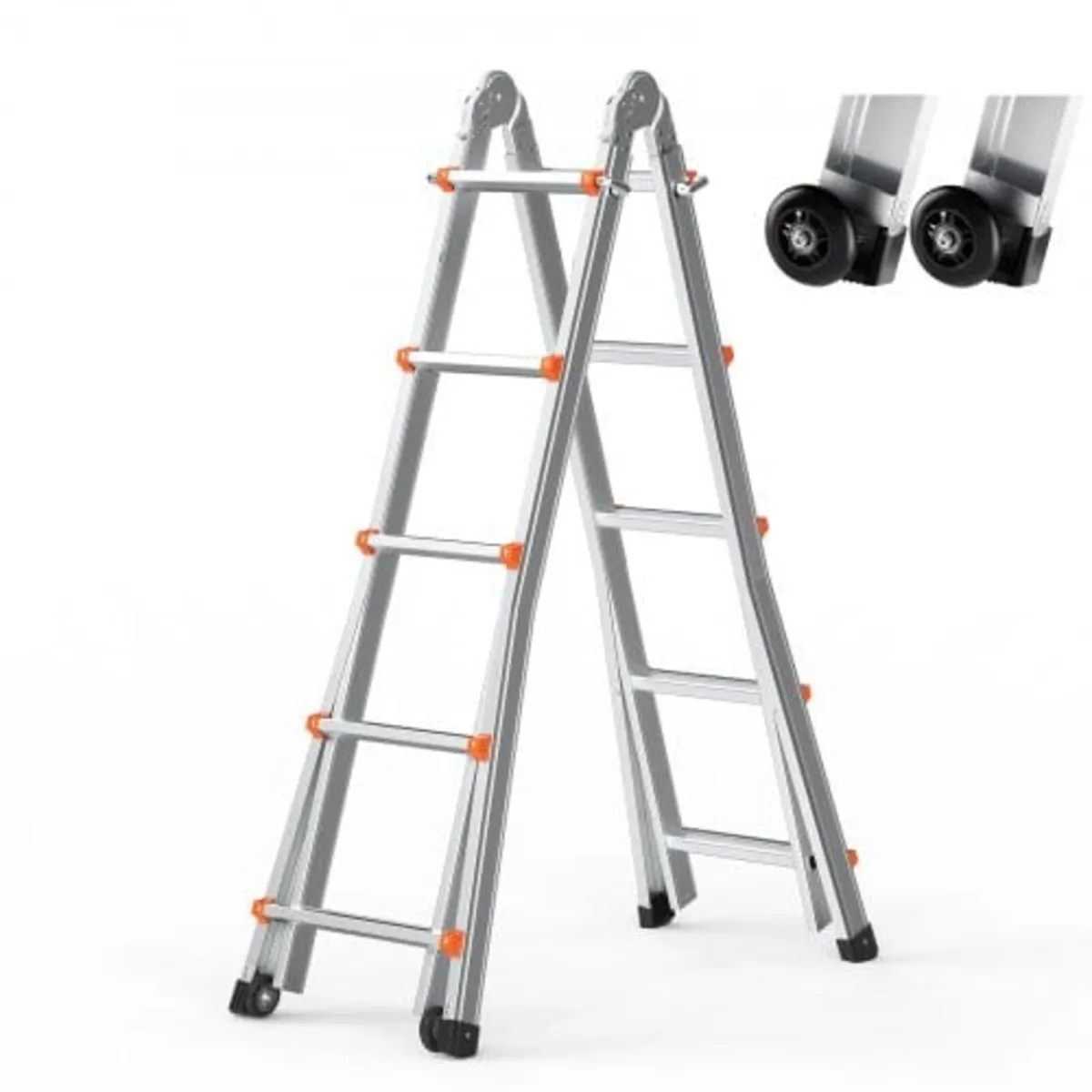 Telescoping Ladder A Frame, 17 FT Compact Aluminum - Image 1