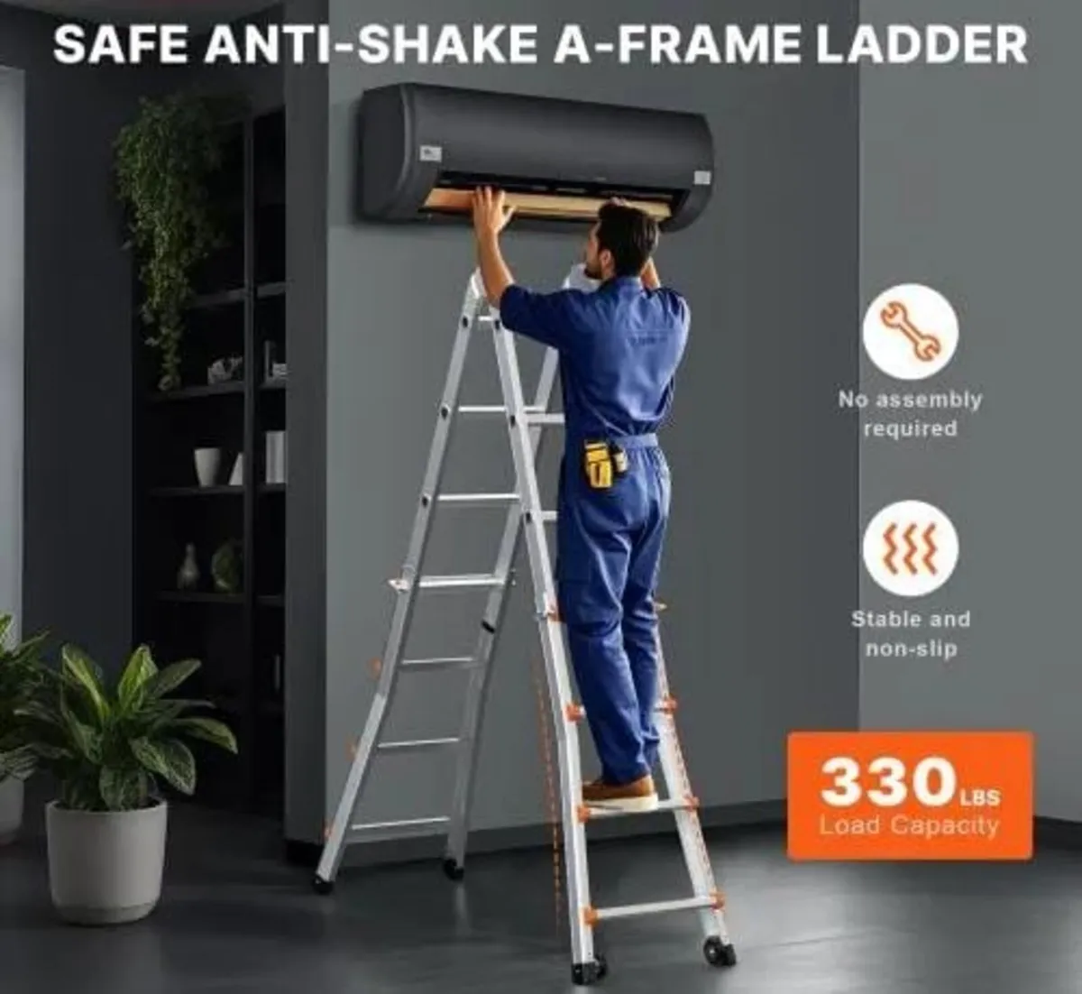 Telescoping Ladder A Frame, 17 FT Compact Aluminum - Image 3