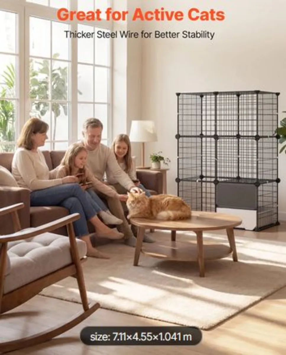 Cat Cage 3-Tier 71.1x45.5x104.1cm DIY Cat Playpen - Image 3