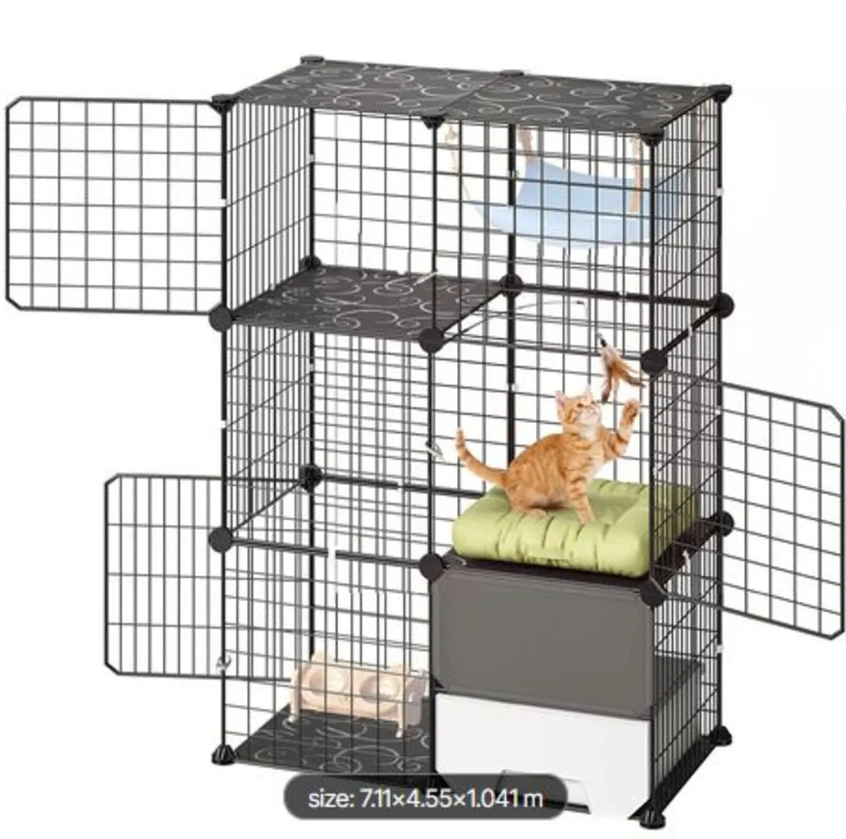 Cat Cage 3-Tier 71.1x45.5x104.1cm DIY Cat Playpen - Image 1