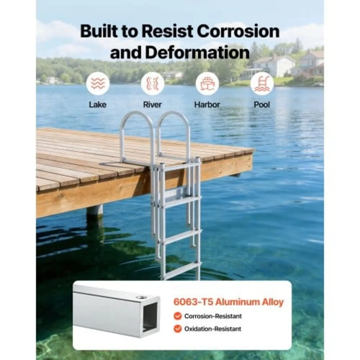 Retractable Dock Ladder, 5 Steps, Aluminum Alloy P - Image 3