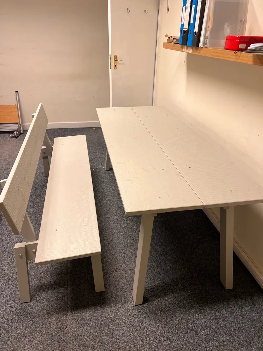 Wooden table and bench