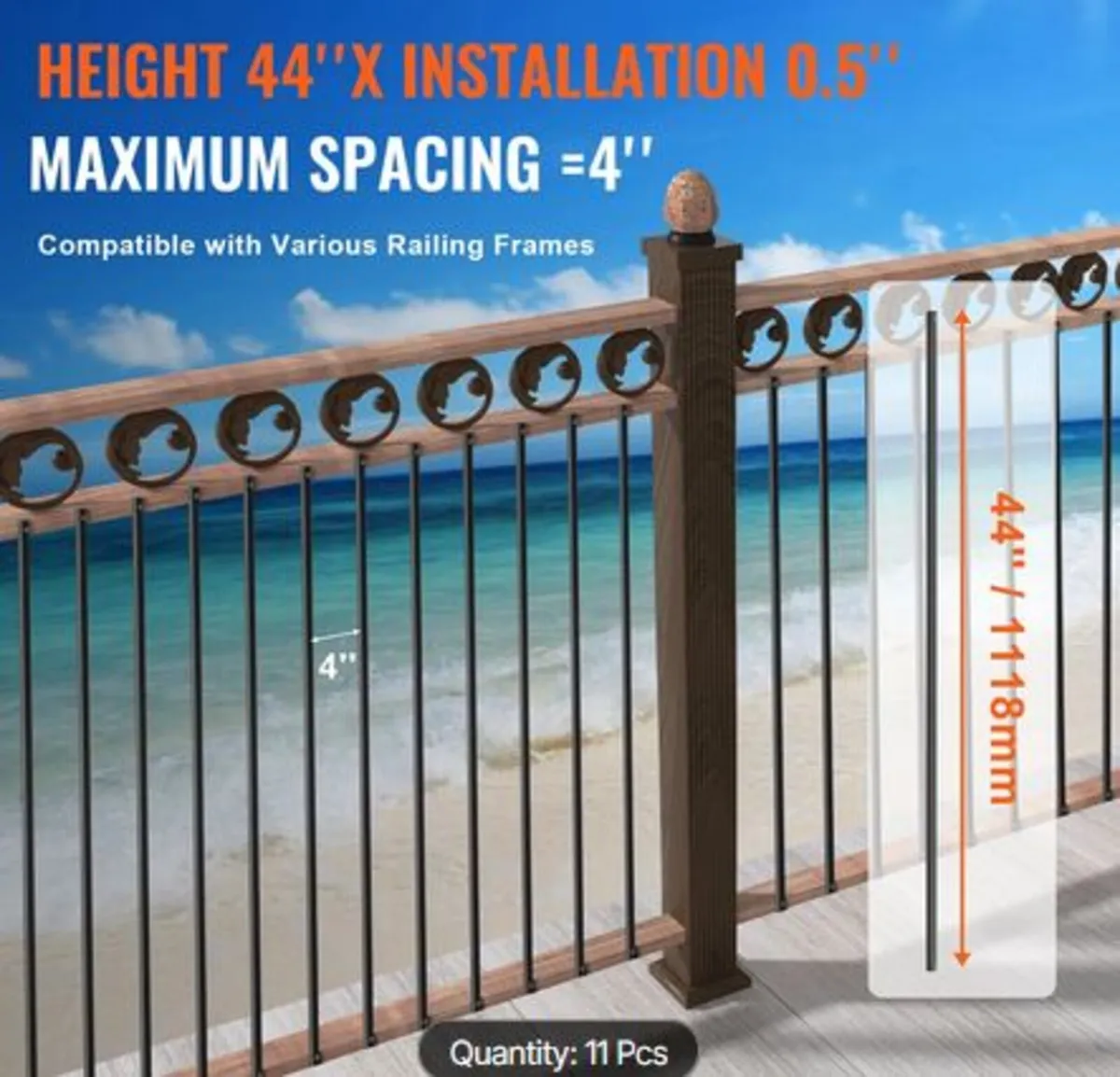 Staircase Metal Balusters, 44'' x 0.5'' Square - Image 3