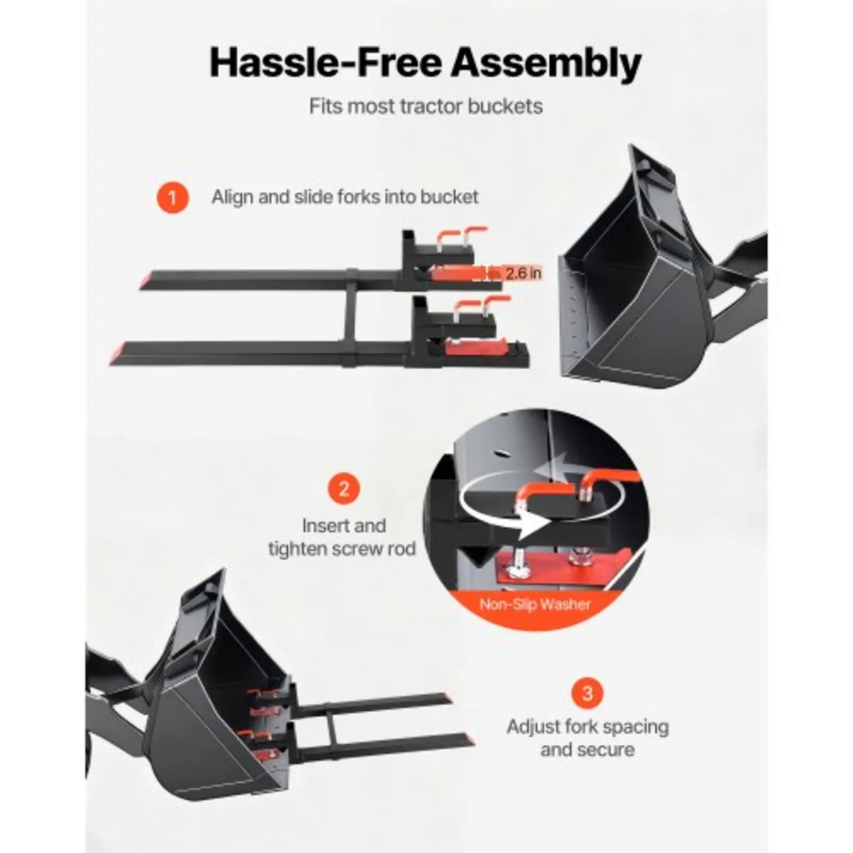 Pallet Forks, 907.2 kg Capacity Clamp on Pallet Fo - Image 3