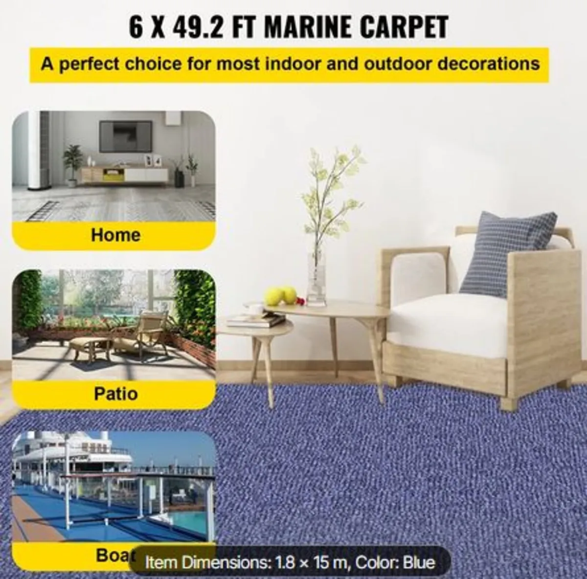 Indoor Outdoor Rug Carpet 5.9x49.2' Outdoor Rug - Image 2