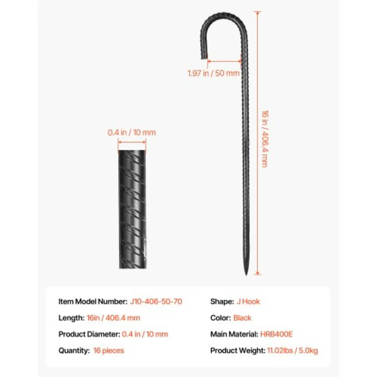 Rebar Stakes, 406,4 mm / 16-Inch, Heavy-Duty 0.4 i - Image 1