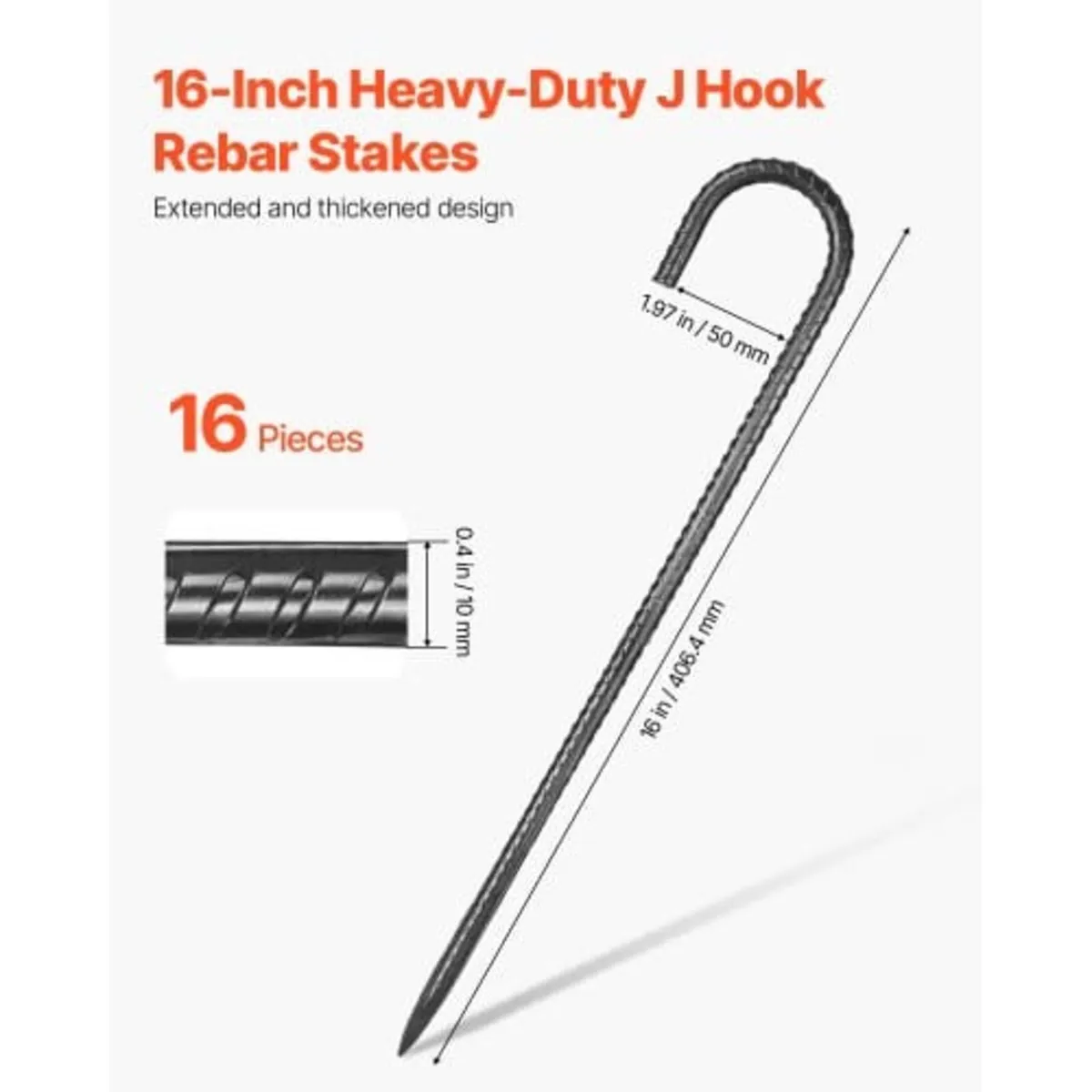 Rebar Stakes, 406,4 mm / 16-Inch, Heavy-Duty 0.4 i - Image 2