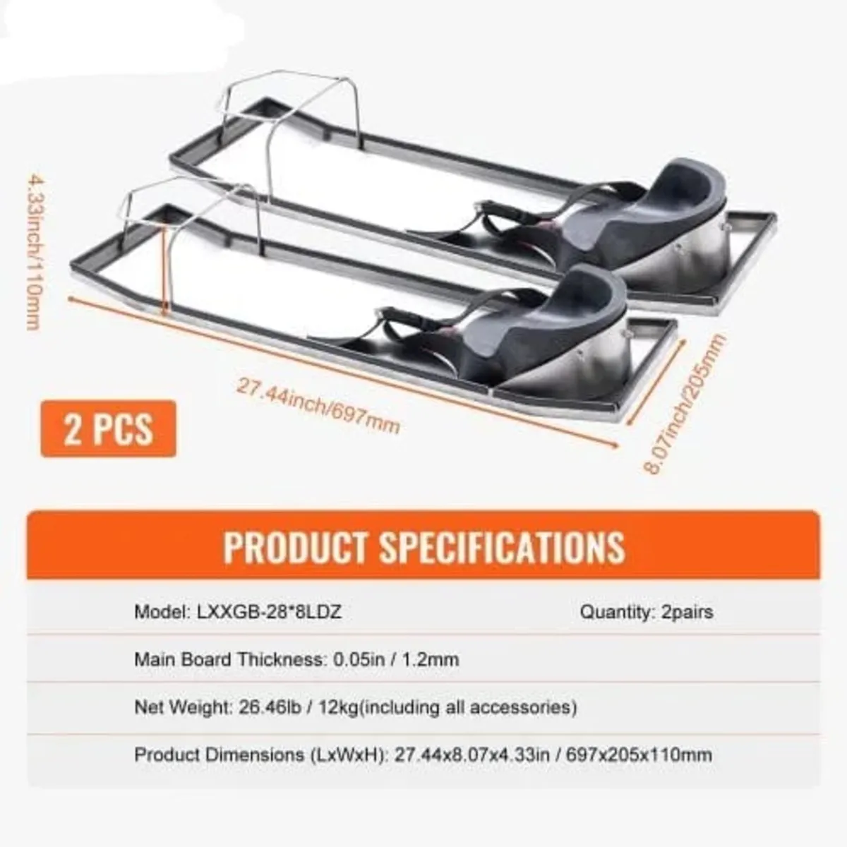 Concrete Knee Boards Stainless Steel, 28'' x 8'' C - Image 3