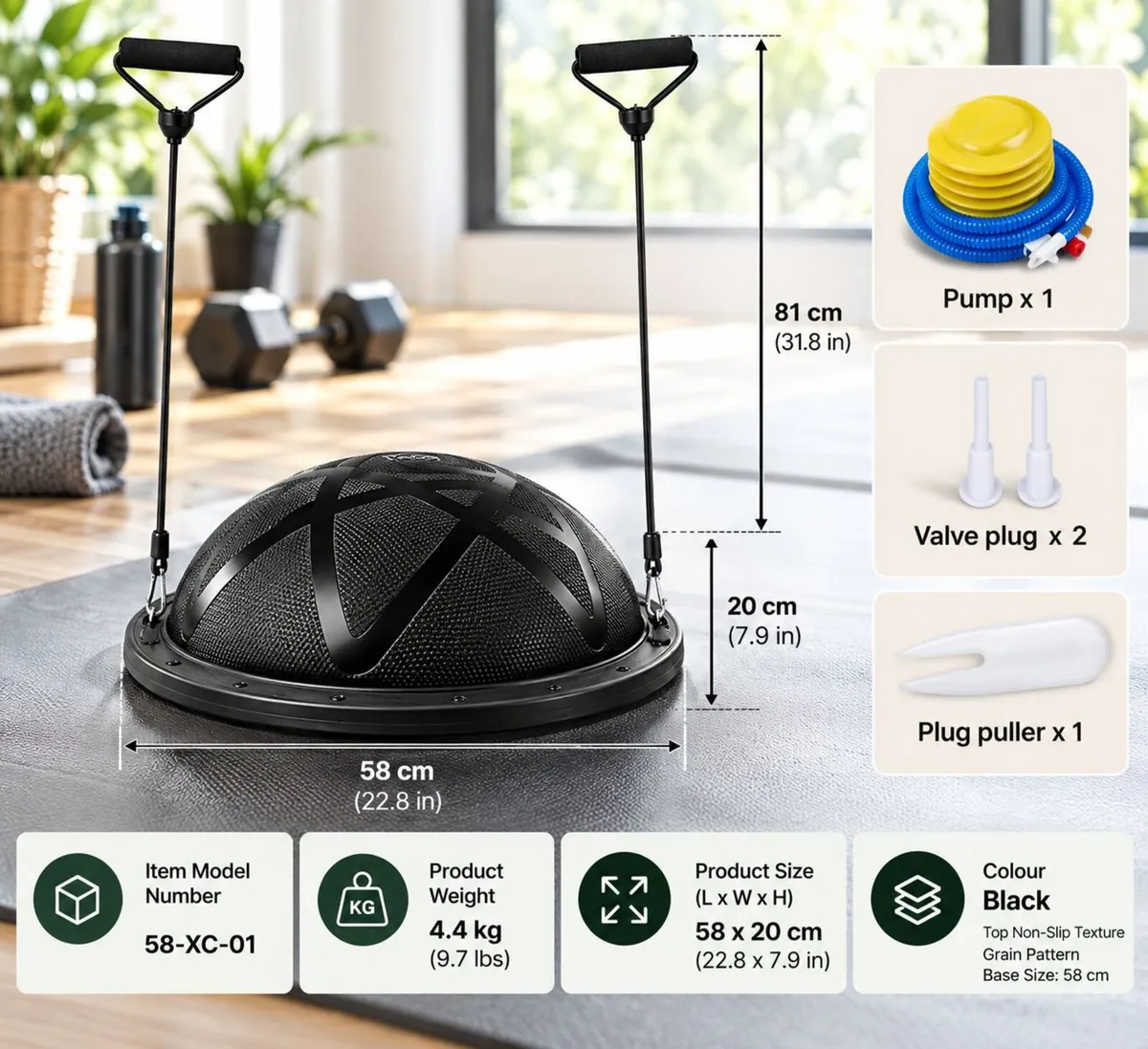 Half Exercise Ball Balance Trainer 58cm - Image 2