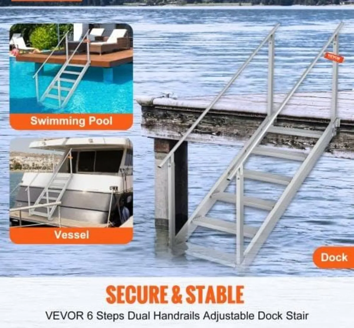 Aluminum Dock Ladder Boat Dock Ladder 43-51in/109. - Image 2