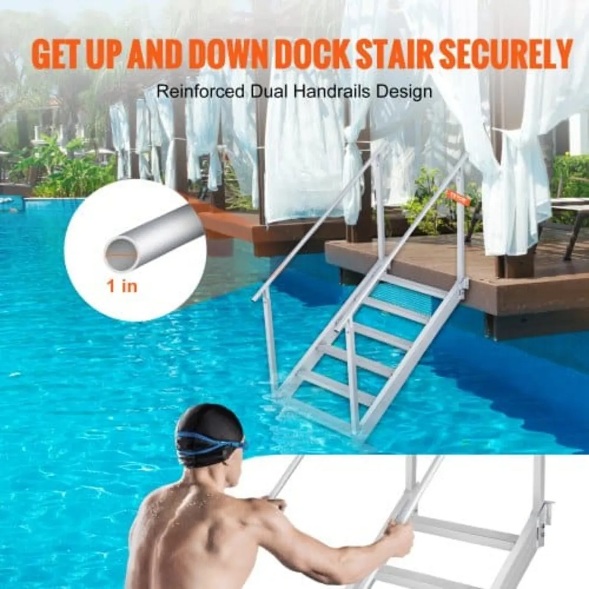 Aluminum Dock Ladder Boat Dock Ladder 43-51in/109. - Image 3