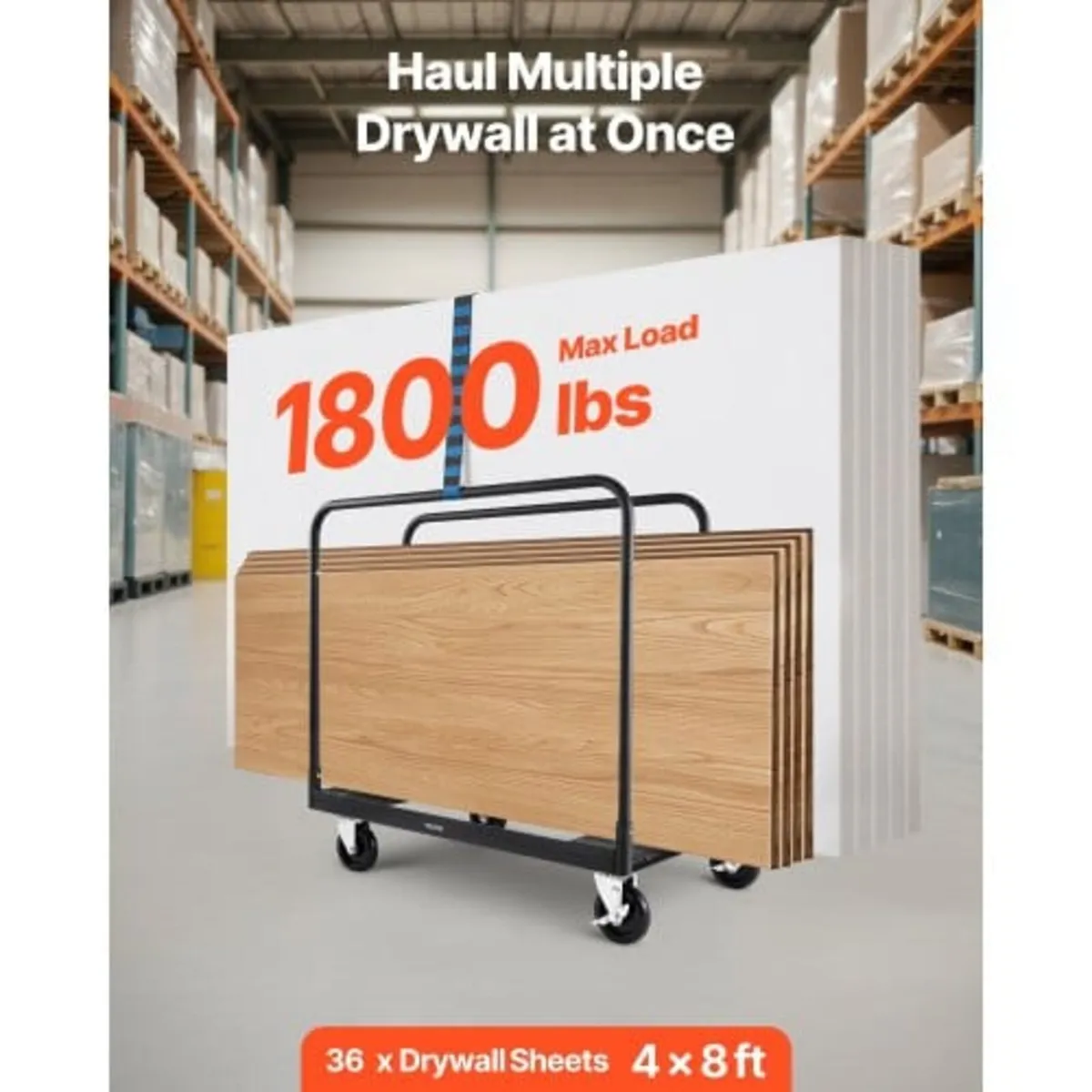Drywall Cart Dolly, 816 kg Load Capacity, Steel Pa - Image 2