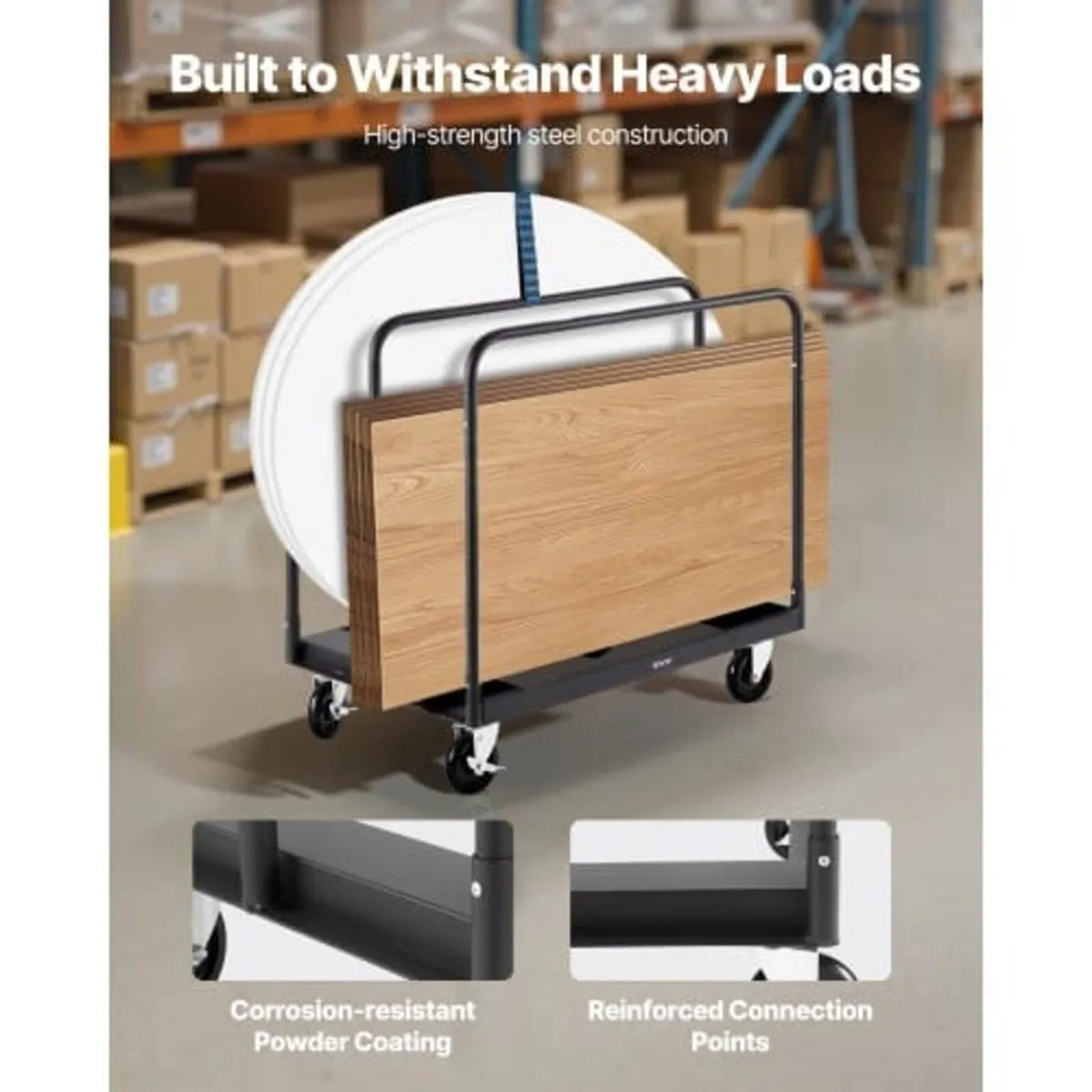 Drywall Cart Dolly, 816 kg Load Capacity, Steel Pa - Image 3