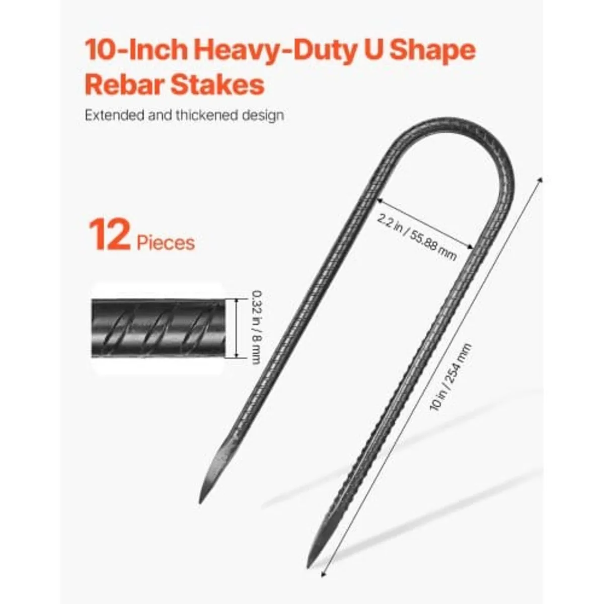 254x55,88mm / 10-Inch 12 Pack Rebar Stakes Heavy D - Image 3