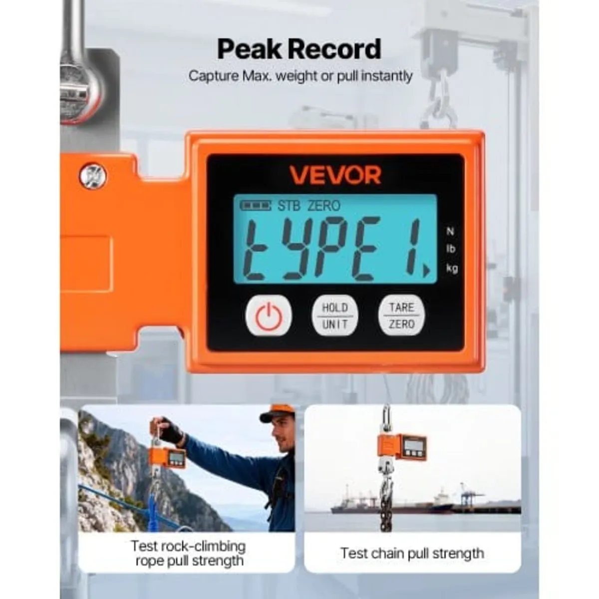 Digital Crane Scale, 1100 lbs/500 kg Max Capacity, - Image 4