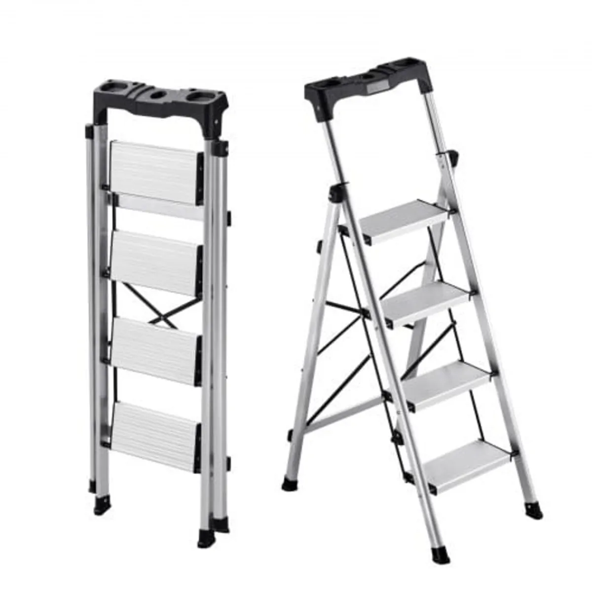4 Step Ladder, Folding Step Stool with Wide Anti-S - Image 1