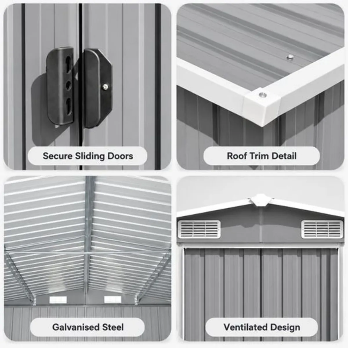 XXXL Large Grey Metal Garden Shed 8 x 32 ft Galvan - Image 3