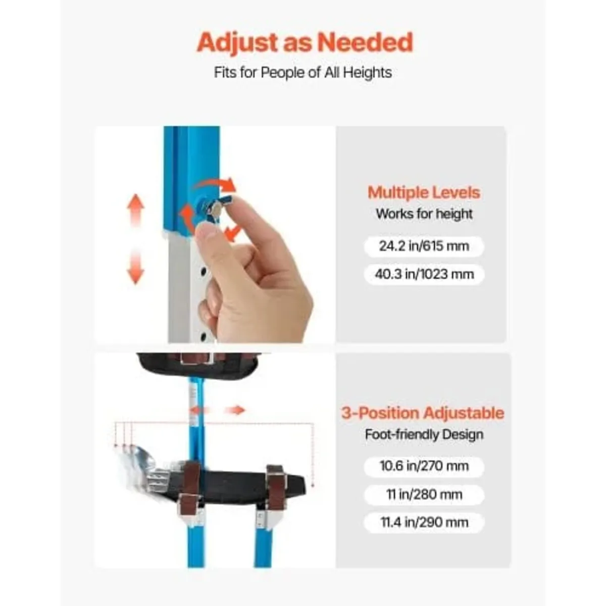 Drywall Stilts, 615-1023 mm Adjustable Aluminum Pa - Image 4