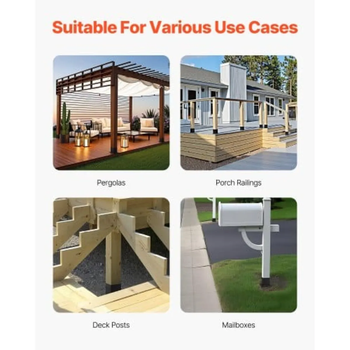 4x4 Post Base 8 Pcs, Inner Size 3.6x3.6 inch / 92x - Image 4