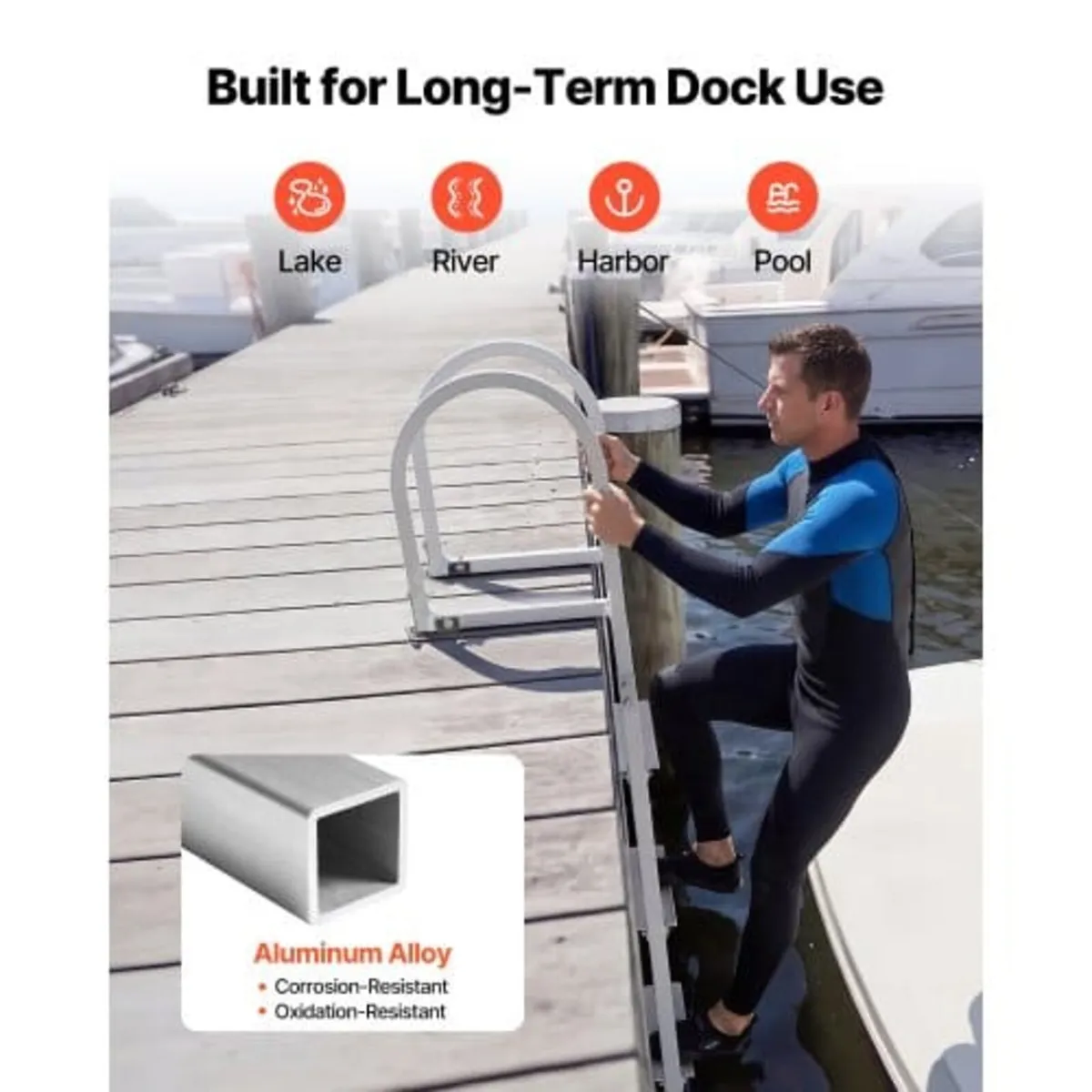 Dock Ladder, Removable 5 Steps, 500 lbs Load Capac - Image 3