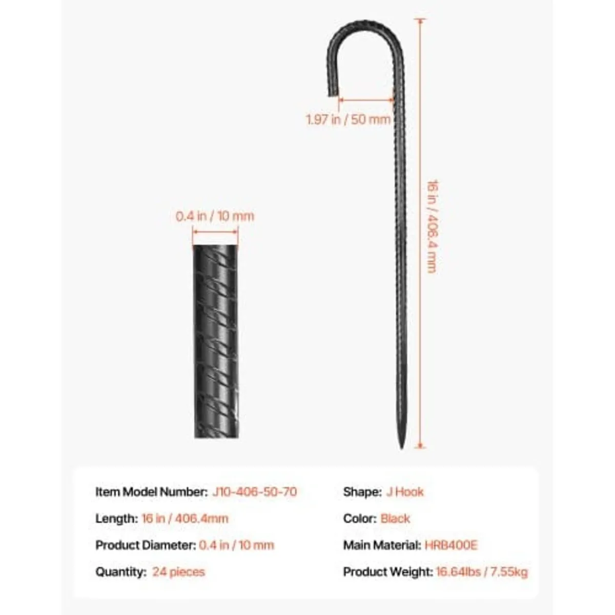 406,4 mm / 16-Inch 24 Pack Rebar Stakes Heavy Duty - Image 3
