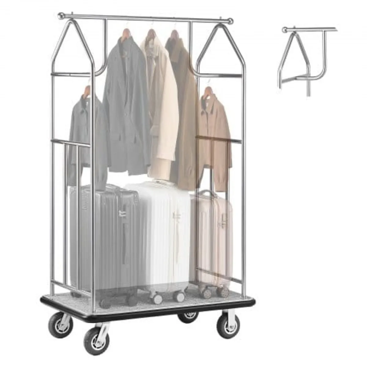 Hotel Luggage Cart, 800 LBS Load Capacity, Brushed - Image 1