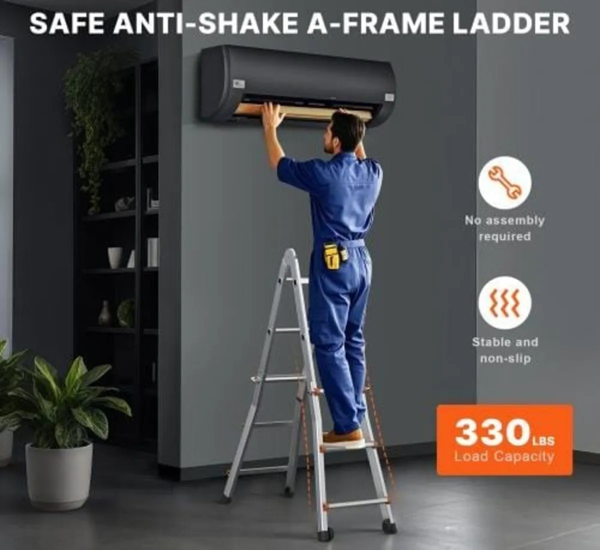 Telescoping Ladder A Frame, 11 FT Compact Aluminum - Image 2