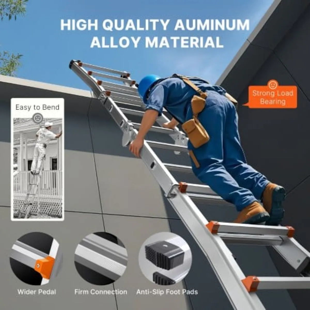 Telescoping Ladder A Frame, 11 FT Compact Aluminum - Image 3