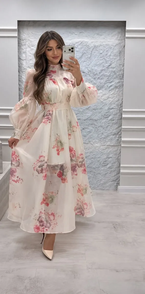 Floral Maxi Dress – Ivory & Pink - Image 2