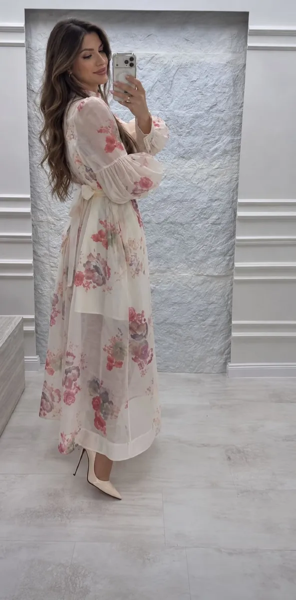Floral Maxi Dress – Ivory & Pink - Image 3