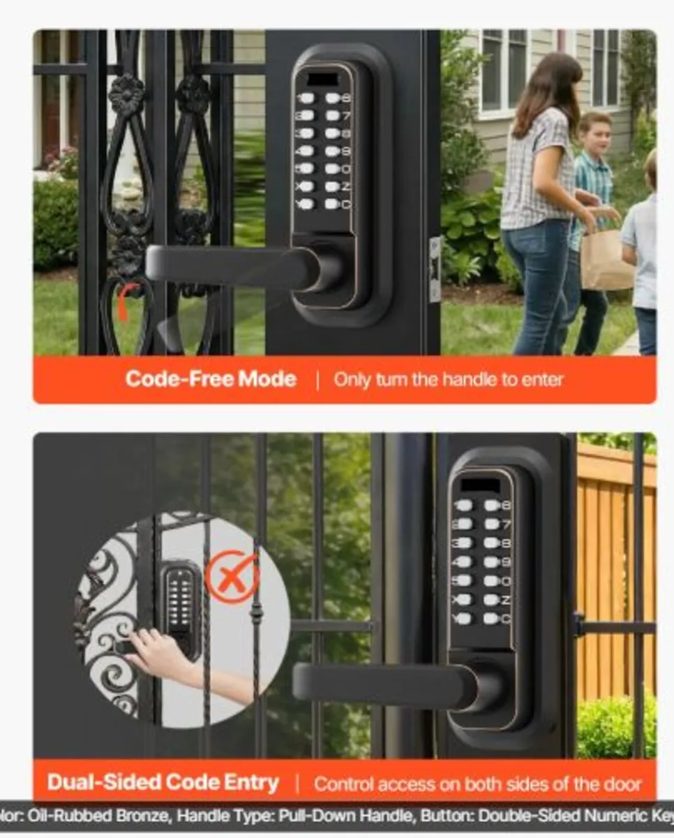 Mechanical Keyless Entry Door Lock,2.0 Code Upgrad - Image 4