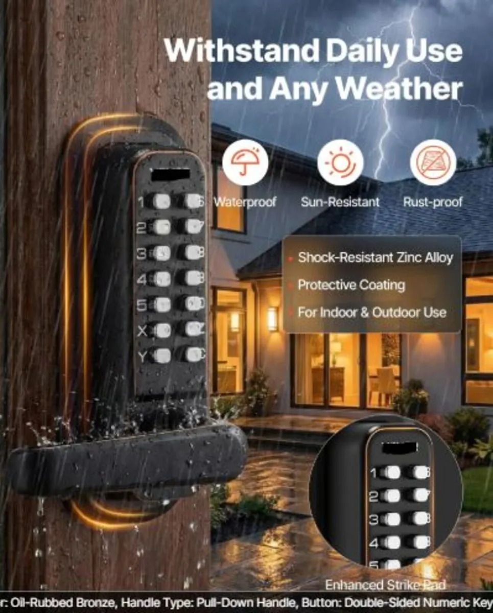 Mechanical Keyless Entry Door Lock,2.0 Code Upgrad - Image 3