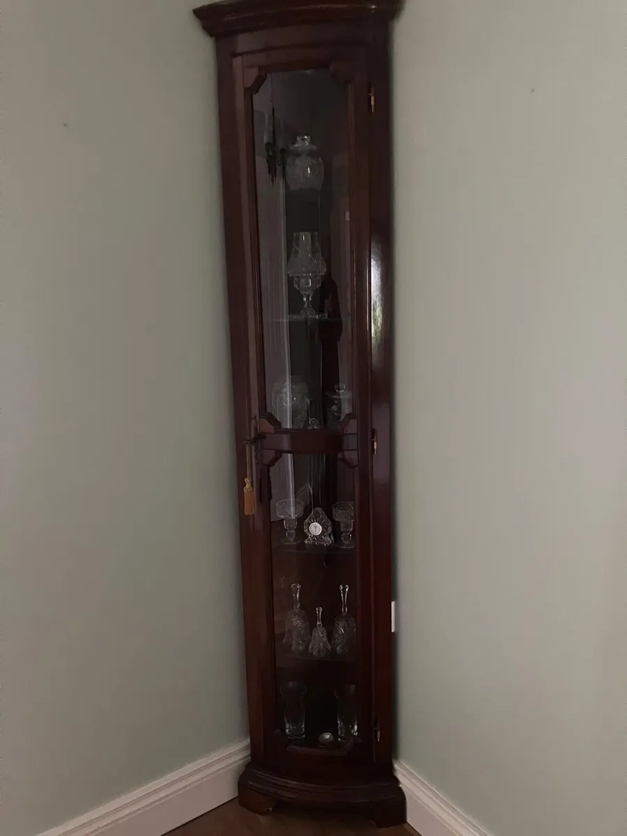 Wooden corner shelf cupboard for china and glasses