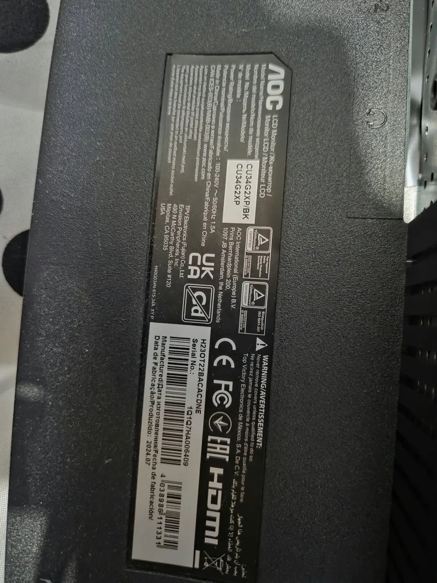 AOC 34” Ultrawide gaming monitor - Image 3